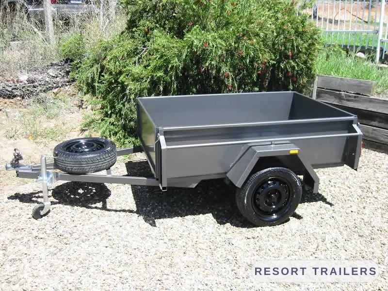 High-sided box trailer with spare wheel — built by Resort Trailers