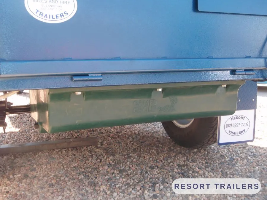 Steel canopy detail on a tandem trailer — built by Resort Trailers