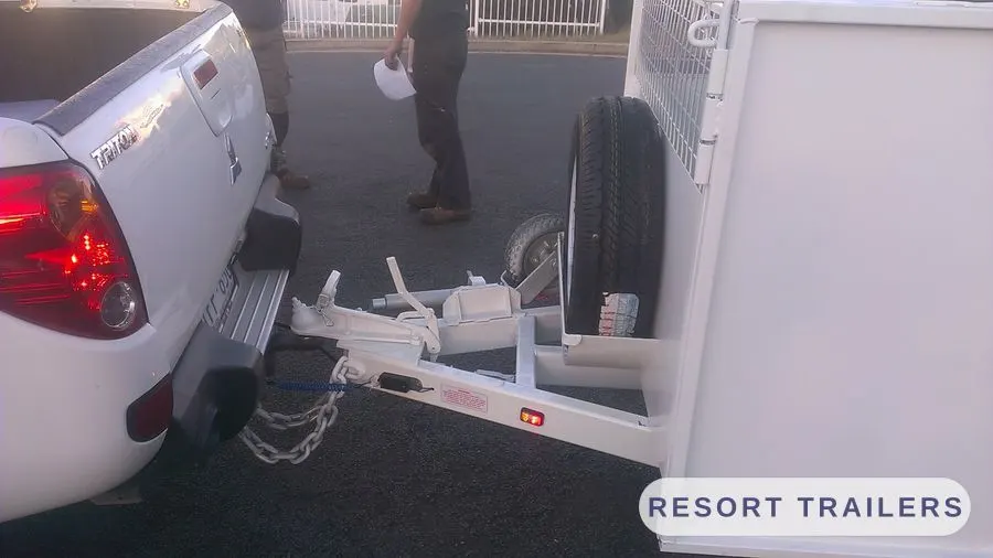 Tandem canopy trailer finished in white — built by Resort Trailers