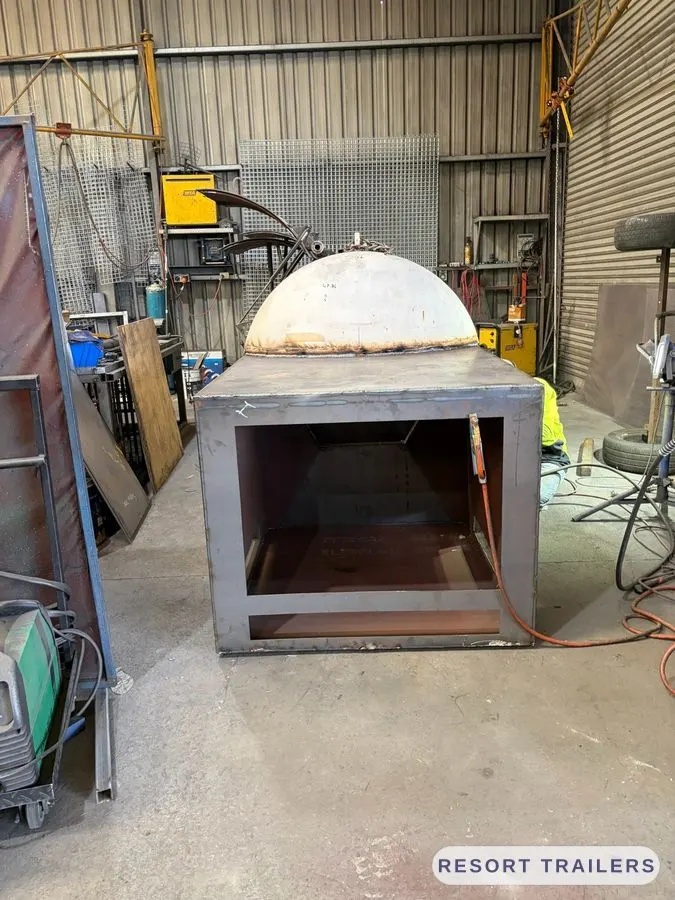 Firebox and stand, ready for the cooking chamber