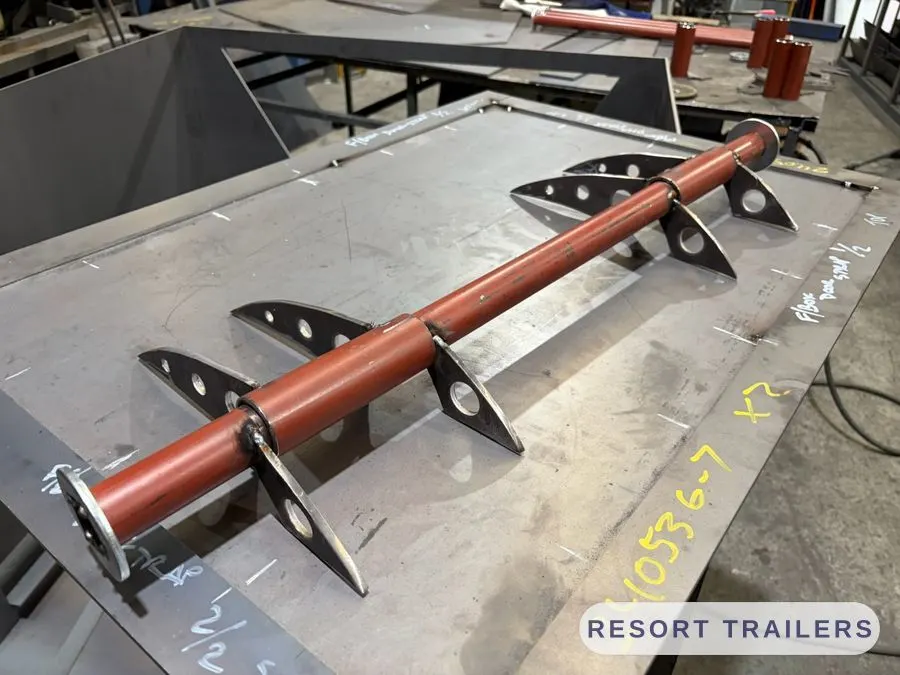 Manifold fins tacked up and marked out for length