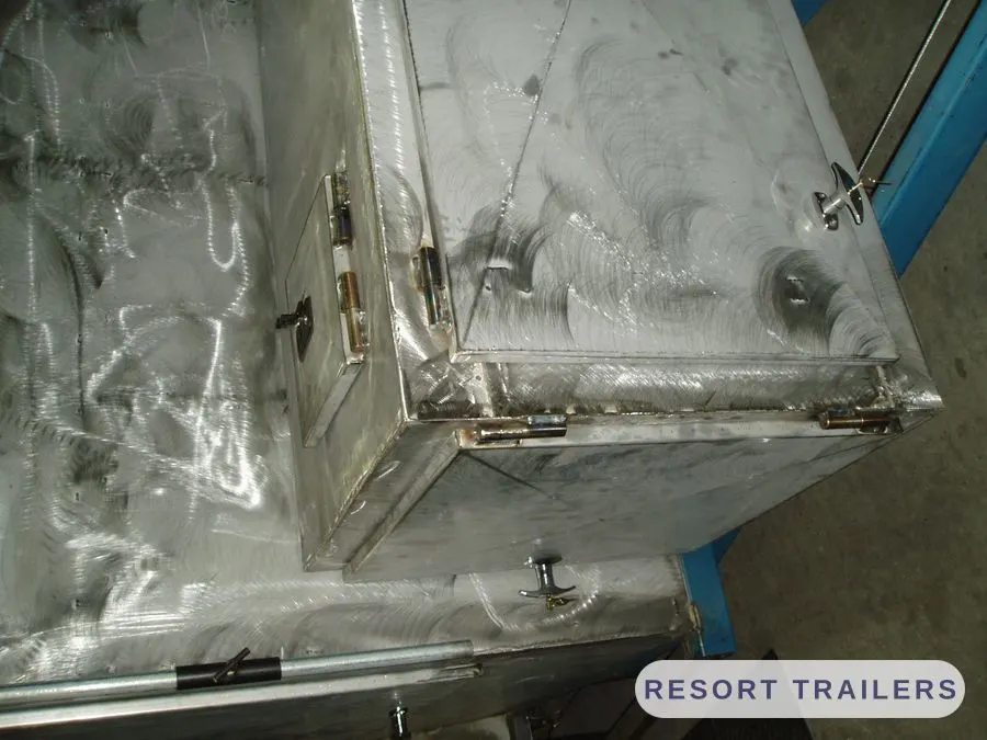 Galvanised door and latch detail — built by Resort Trailers