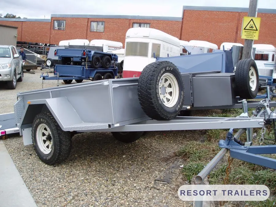 Galvanised off-road trailer with checker-plate guards — built by Resort Trailers