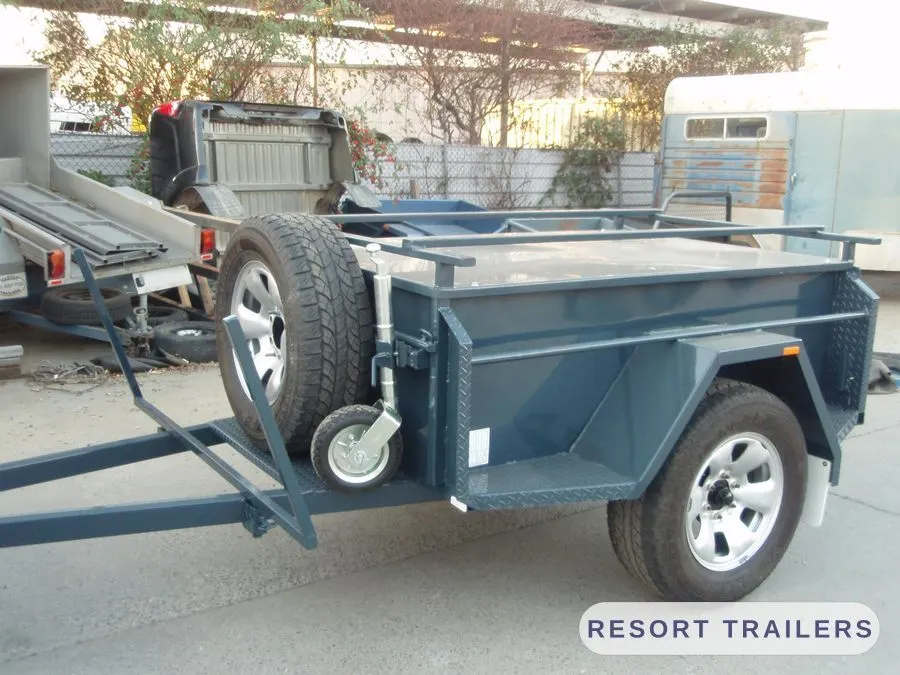 Off-road trailer built for rough tracks, side view — built by Resort Trailers