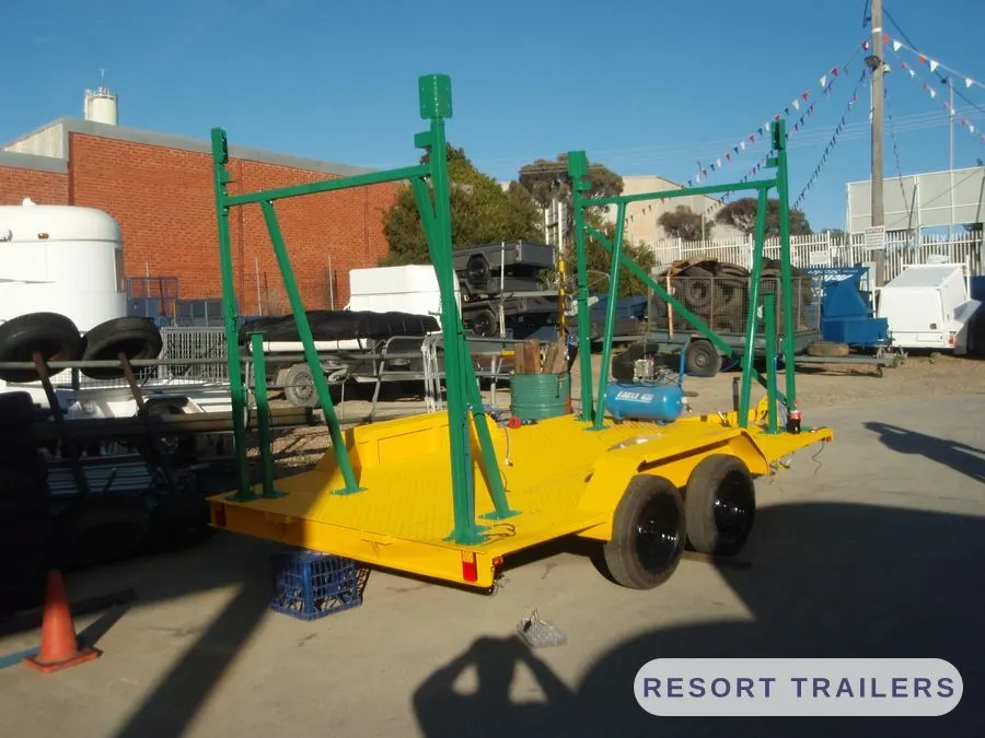 Heavy tandem chassis built for a mobile ride platform — built by Resort Trailers