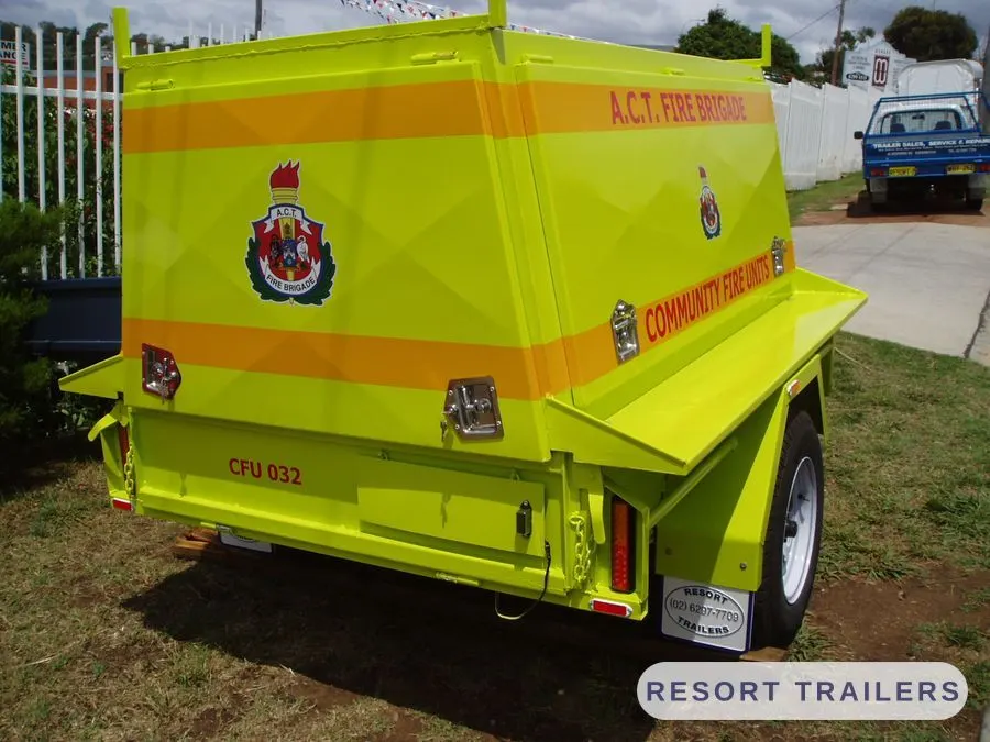 Hi-vis canopy trailer built for a community fire unit — built by Resort Trailers