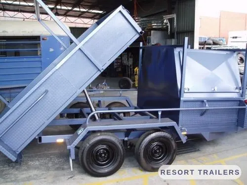 Dual-axle custom tipper with a full-width toolbox — built by Resort Trailers