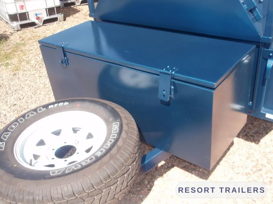 Site toolbox mounted to a tradesman trailer — built by Resort Trailers